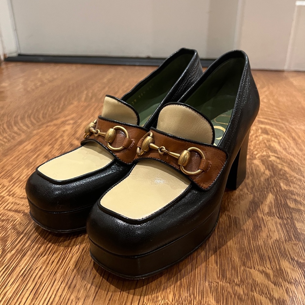 Gucci Leather Platform Loafer With Horsebit Size 36.5
